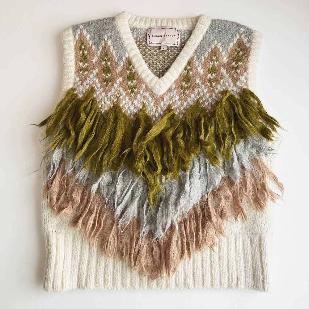 Lingua Franca Mariel Fluffy V-Neck Vest